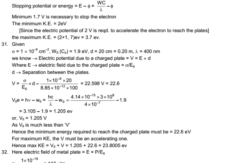 Photo Electric Effect HC Verma Very Short Answer Type Solutions