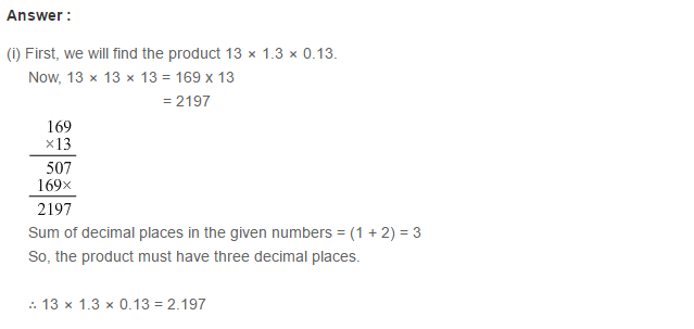 Decimals CBSE RS Aggarwal Class 7 Maths Solutions Exercise 3C