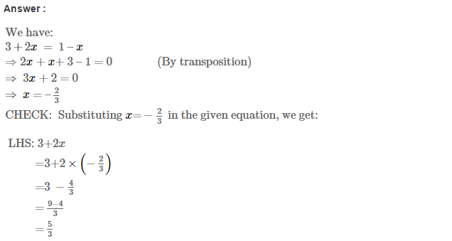 Linear Equations in One Variable RS Aggarwal Class 7 Solutions
