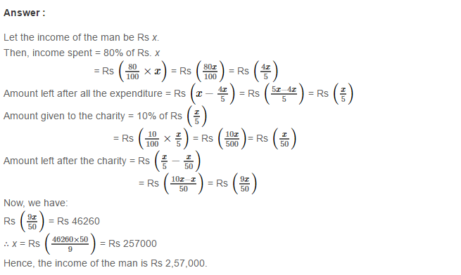 Percentage RS Aggarwal Class 7 CBSE Maths Solutions Exercise 10B