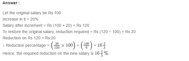 Percentage RS Aggarwal Class VII CBSE Maths Solutions Exercise 10B
