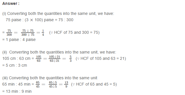 Ratio and Proportion RS Aggarwal Class 7 Maths Solutions Exercise 8A