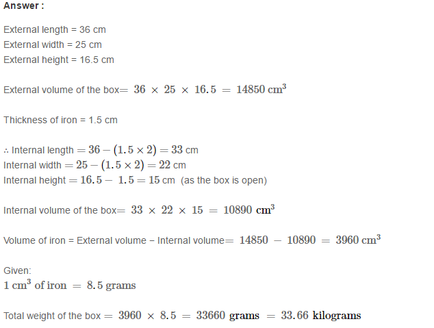 Volume and Surface Area of Solids RS Aggarwal Class VIII Maths Book Solutions Ex 20A